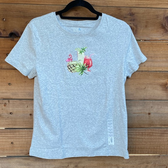croft & barrow Tops - NWT! Sparkly cocktail design gray tee